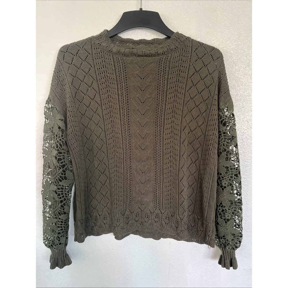 Jollycode Women‎ Long Sleeve Cable Knit Size Large  Floral Sleeves